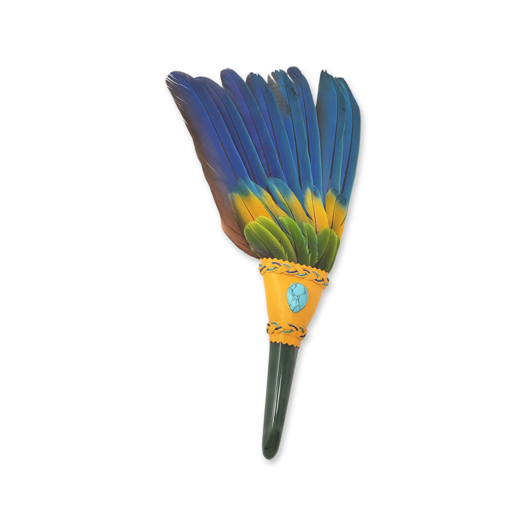 Macaw Smudge Fan with Aventurine Handle