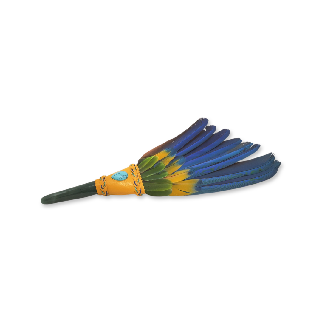 Macaw Smudge Fan with Aventurine Handle