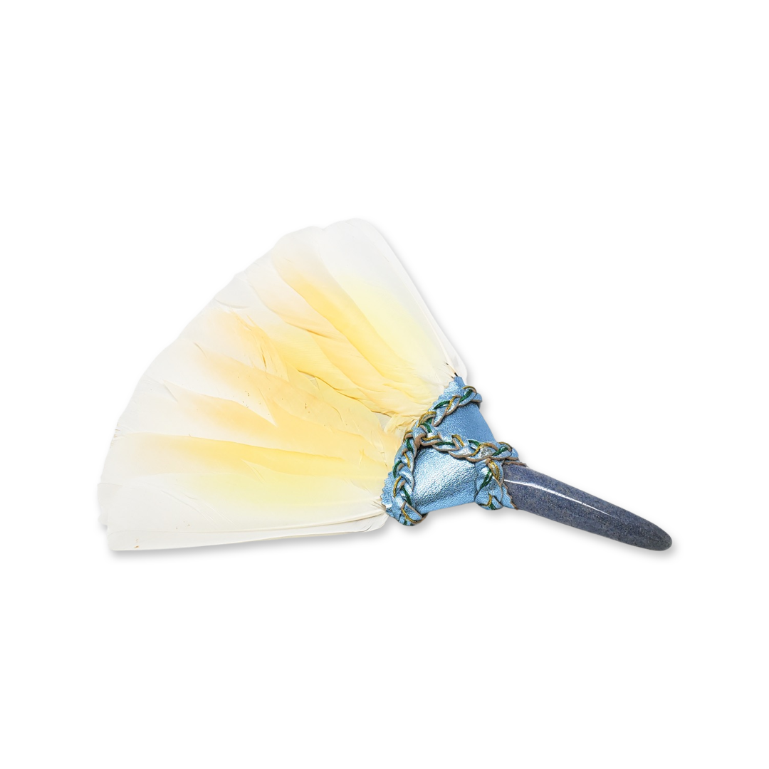 Cockatoo Smudge Fan with Aventurine Handle