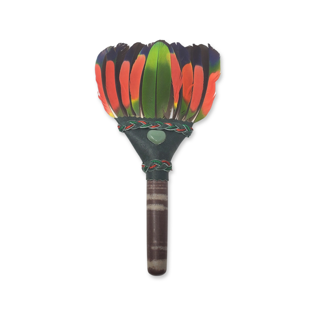 Amazon Parrot Smudge Fan with Shiva Lingam Handle