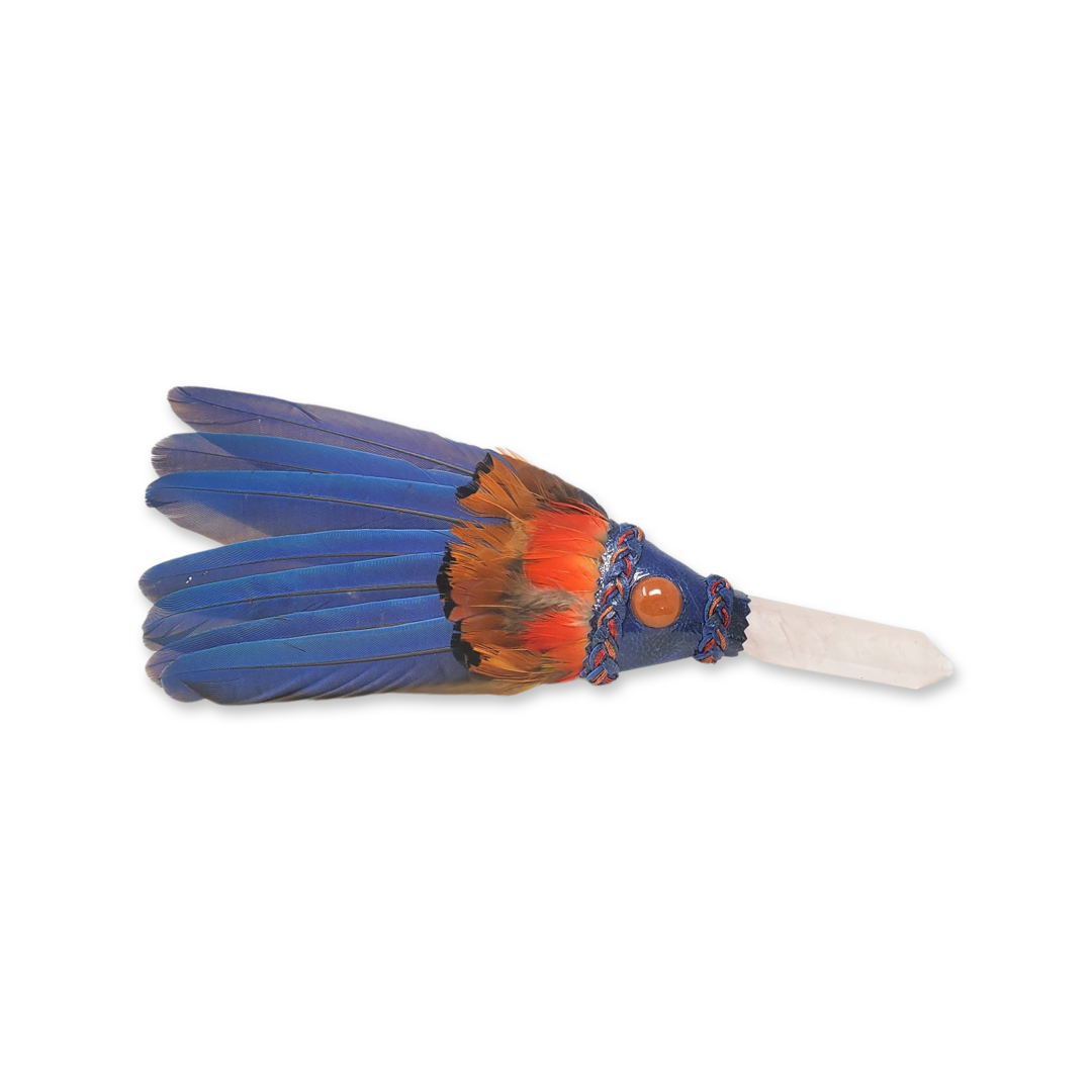 Macaw Smudge Fan with Quartz Handle