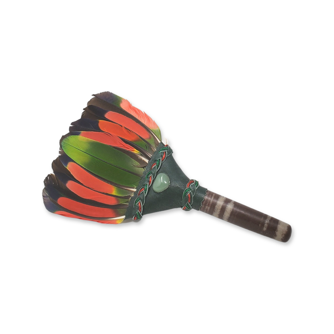 Amazon Parrot Smudge Fan with Shiva Lingam Handle