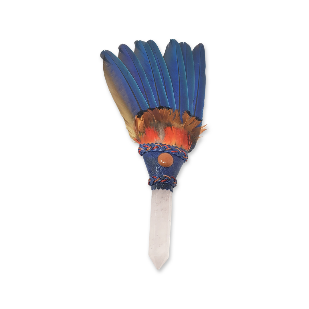 Macaw Smudge Fan with Quartz Handle