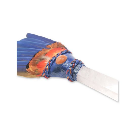 Macaw Smudge Fan with Quartz Handle
